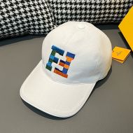 Fendi Baseball Cap In Multicolored FF Embroidered Canvas White